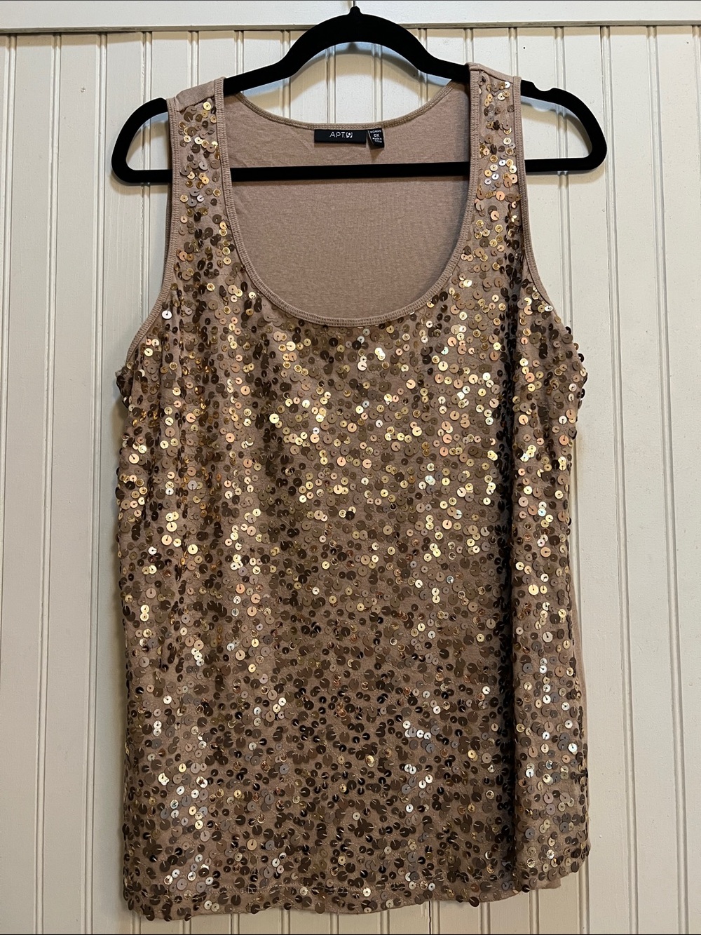 Apt. 9 Taupe Sequin Scoop Neck Tank